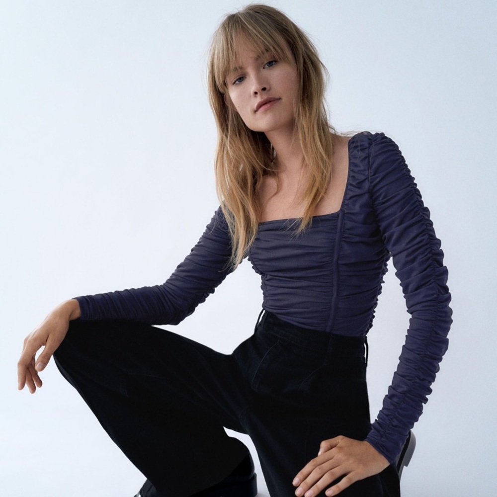 Zara ruffle tulle draped bodysuit REF. 8348/718